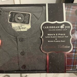 Caribbean Joe Men's Gray Henley Shirt